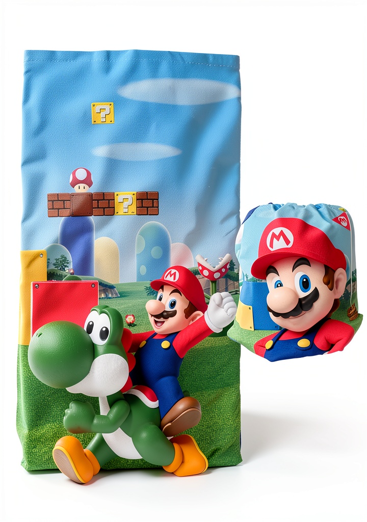 Child using Franco Super Mario slumber bag at a sleepover