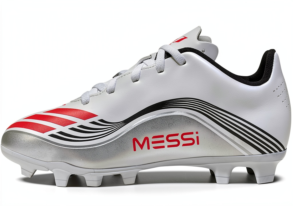 Child wearing adidas kids soccer shoes on a grass field