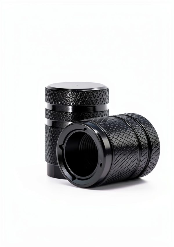 DENSET Aluminum Valve Caps Black Double Layer-3