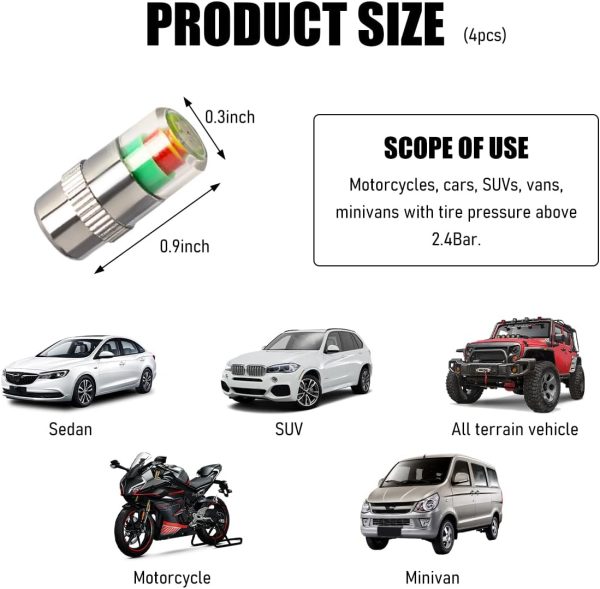 Yourkar Tire Pressure Monitor Valve Caps Silver-1