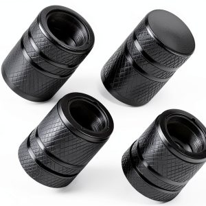 DESOUL Tire Valve Stem Caps Aluminum Black Universal Fit-0