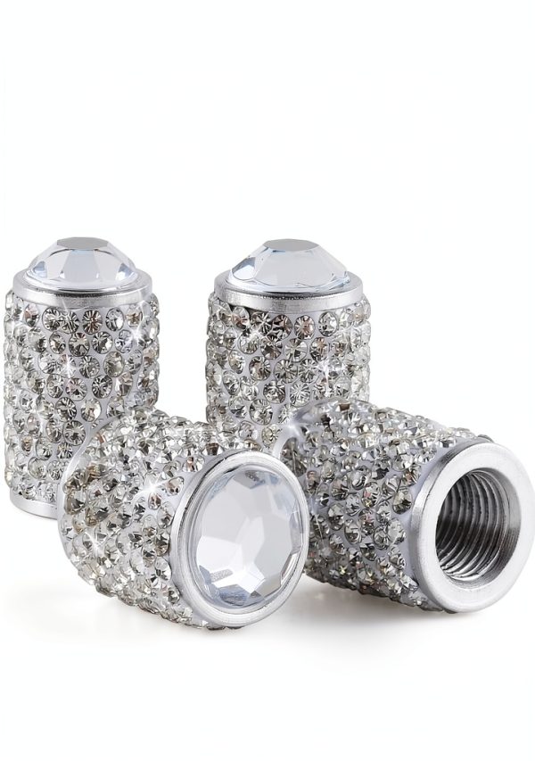 Alpmosn Tire Valve Caps ABS Copper Rhinestone-0