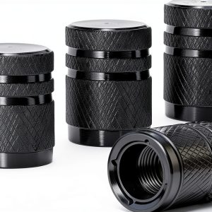 DENSET Aluminum Valve Caps Black Double Layer-0