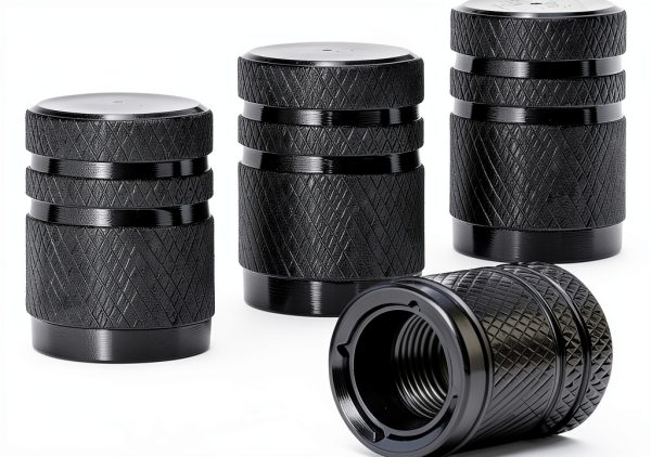 DENSET Aluminum Valve Caps Black Double Layer-0