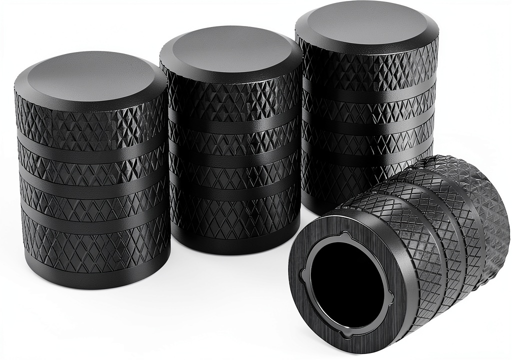 SYSDTTD valve stem caps installed on various vehicle tires