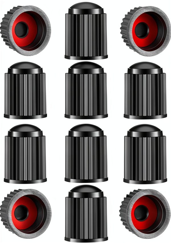 Tire Valve Stem Caps Augystre Plastic Black Fit-0
