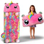 Unicorn Slumber Sleeping Bag Pink Flannel for Kids-0