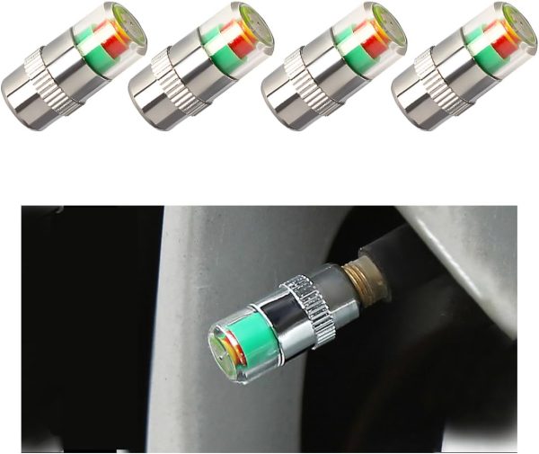 Yourkar Tire Pressure Monitor Valve Caps Silver-0