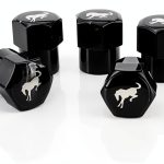 Ford Tire Valve Caps ABS Plastic Black Pack of 5-0