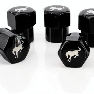 Ford Tire Valve Caps ABS Plastic Black Pack of 5-0