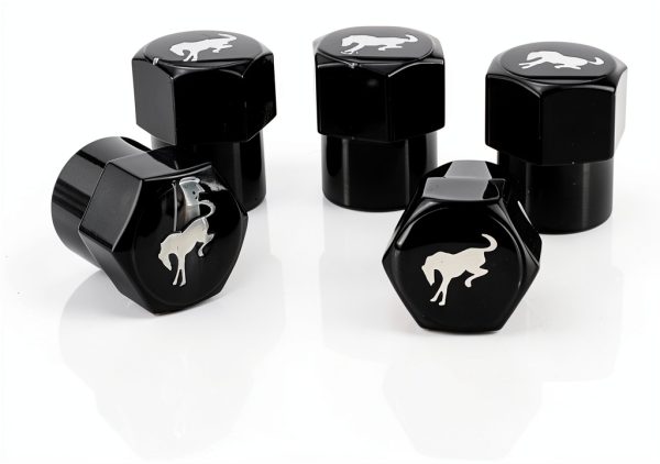 Ford Tire Valve Caps ABS Plastic Black Pack of 5-0