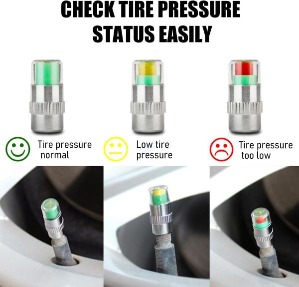 Yourkar Tire Pressure Monitor Valve Caps Silver-4