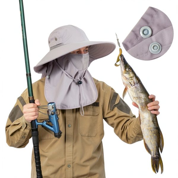 Fishing Hat Waterproof Nylon Grey One Size-4