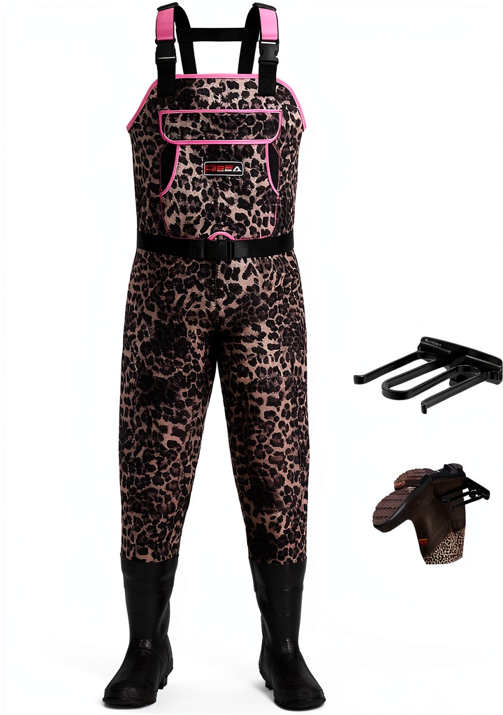 HISEA women's chest waders displayed on a dock