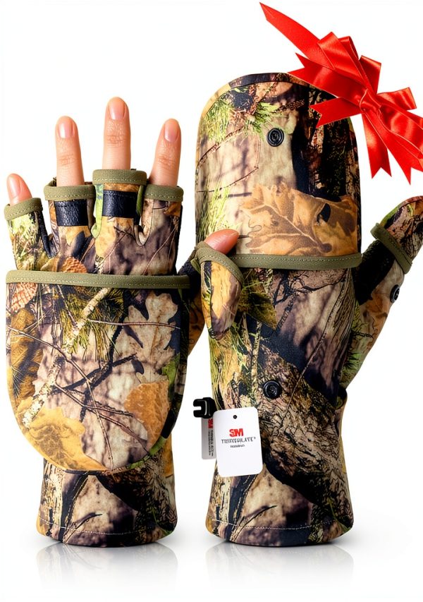 HANDLANDY Camo Fishing Gloves Warm Flip‑Top Unisex-0