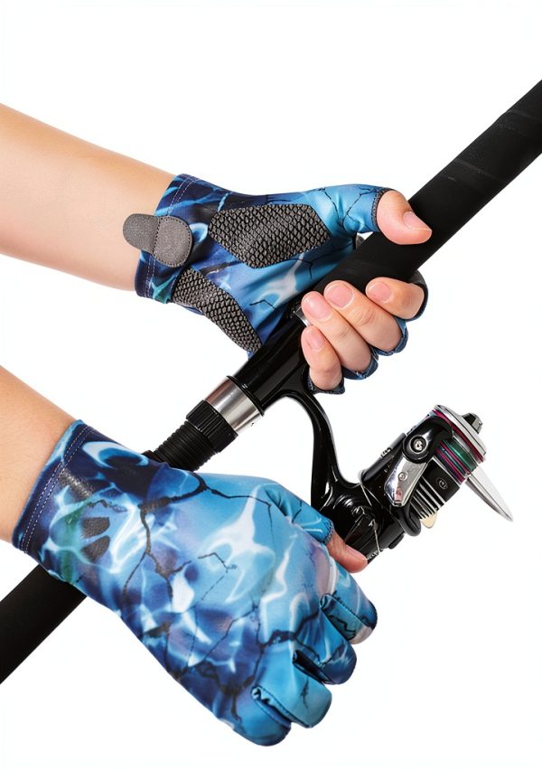 Fishing Gloves SUJAYU Fingerless UPF 50 Silicone Grip Large Green-1