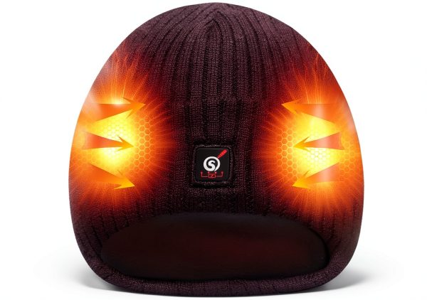 Heated Beanie Sun Will Medium Gray Ski Hat 3 Heat Settings-0