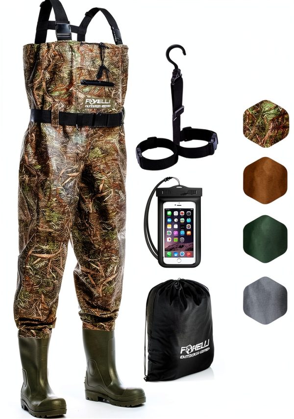 Foxelli Chest Waders Unisex Waterproof 2‑Ply Nylon Green Size 10-0