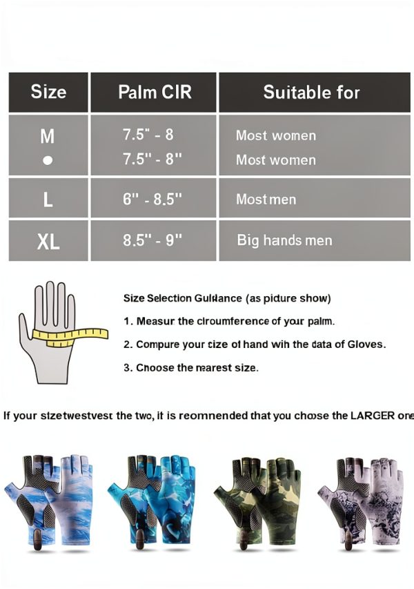 Fishing Gloves SUJAYU Fingerless UPF 50 Silicone Grip Large Green-6
