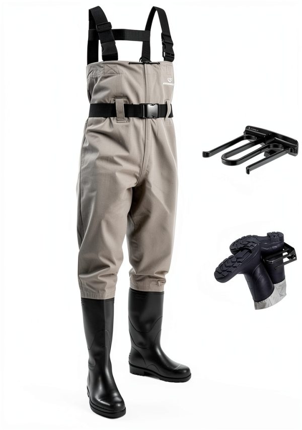 FISHINGSIR Stone Grey Waders Men's Waterproof Nylon Wader Size M12-0