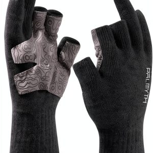 Palmyth Fishing Gloves Small-Medium Gray Wool Knit with Anti‑Slip Grip-0