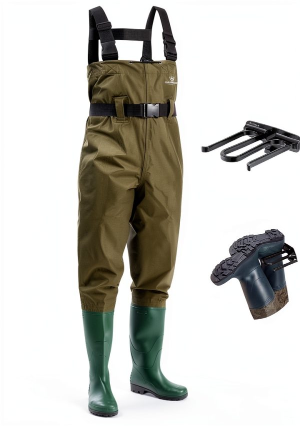FISHINGSIR Nylon Waterproof Waders Straight Fit Stone Grey M11 Size-0