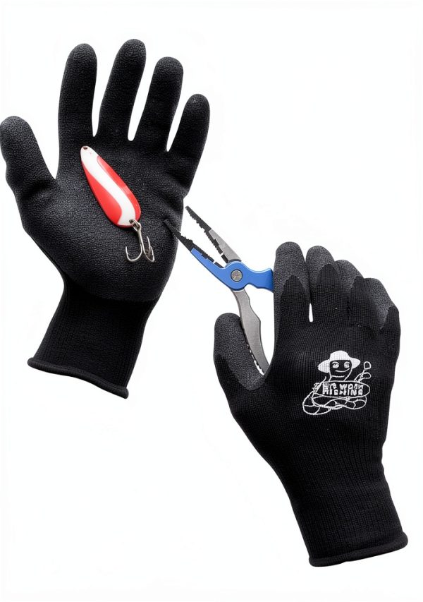 Fishing Gloves BIG WORM FISHING Rubber Grip Ambidextrous One Size-0