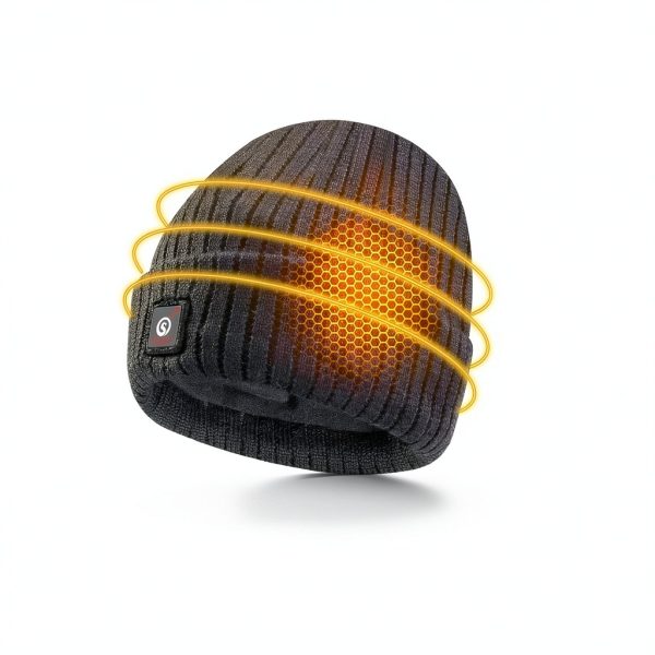 Heated Beanie Sun Will Medium Gray Ski Hat 3 Heat Settings-2