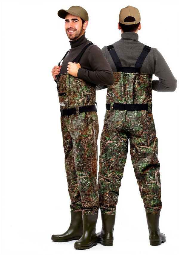 Foxelli Chest Waders Unisex Waterproof 2‑Ply Nylon Green Size 10-1