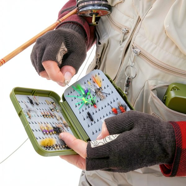 Palmyth Fishing Gloves Small-Medium Gray Wool Knit with Anti‑Slip Grip-2