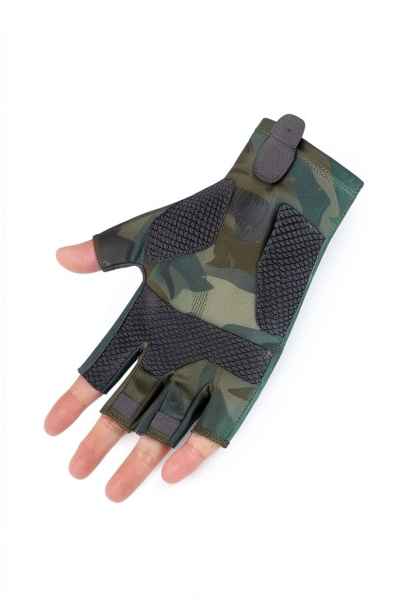 Fishing Gloves SUJAYU Fingerless UPF 50 Silicone Grip Large Green-5