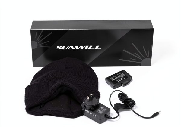 Heated Beanie Sun Will Medium Gray Ski Hat 3 Heat Settings-7