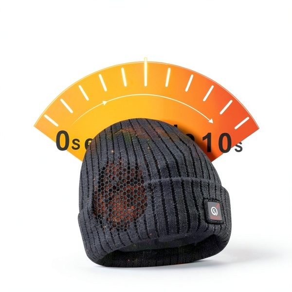 Heated Beanie Sun Will Medium Gray Ski Hat 3 Heat Settings-1