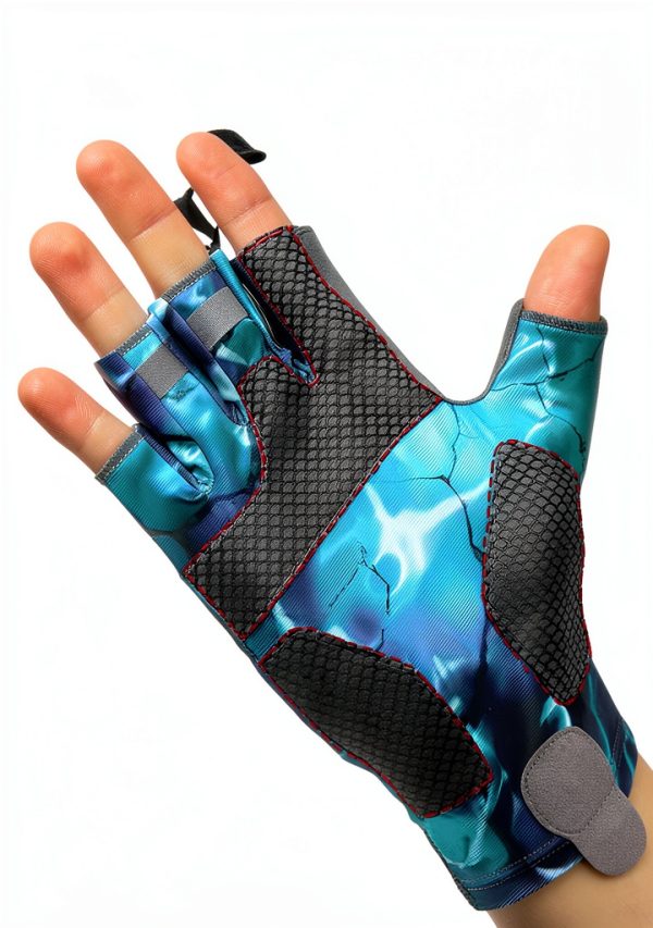 Fishing Gloves SUJAYU Fingerless UPF 50 Silicone Grip Large Green-2