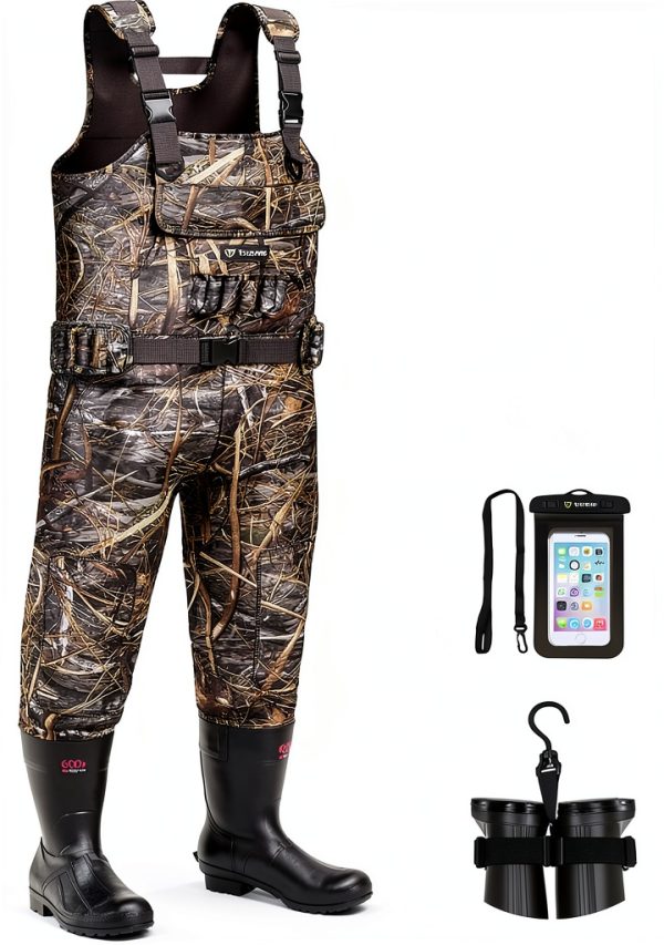 TideWe Men's Hunting Waders Neoprene 3.5mm Waterproof with Rubber Boot-0